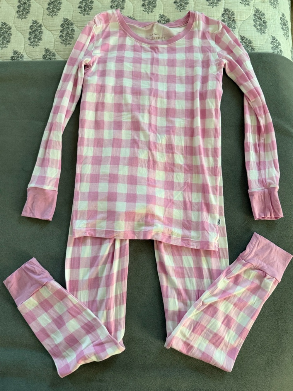 Little Sleepies Pink and White Gingham Long-Sleeve Pajama Set